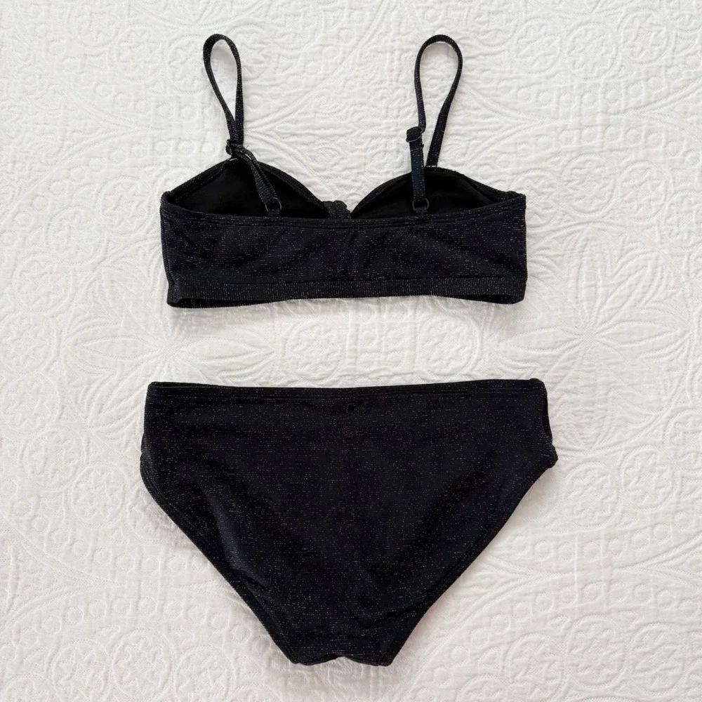 Art Class Girls' Seaside Shine Black / Gold Bikini Swim Set - Sz L 10/12